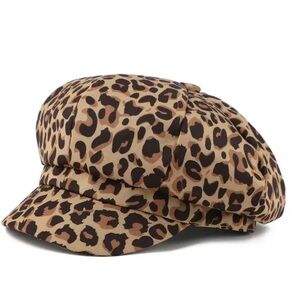 Leopard Print Baker Boy Cap